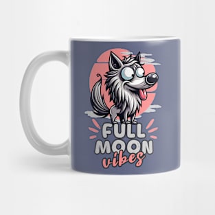 Crazy Wolf Funny Full Moon Vibes Mug